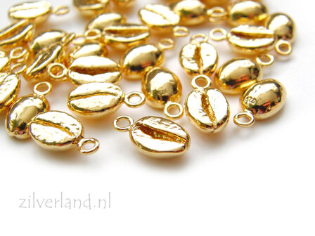 1 Stuk Sterling Zilveren Hanger- Koffieboon Verguld