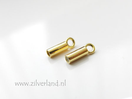 2 Stuks 2mm Sterling Zilveren Eindstuk- Verguld