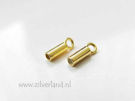 2 Stuks 2mm Sterling Zilveren Eindstuk- Verguld