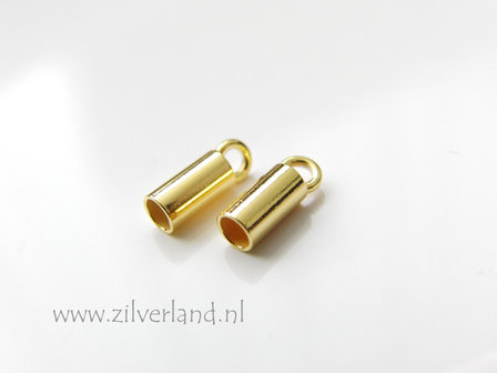 2 Stuks 2,5mm Sterling Zilveren Eindstuk- Verguld