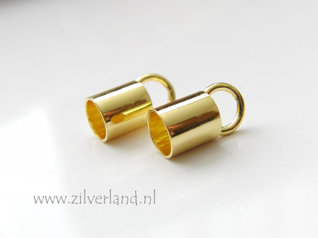 2 Stuks 6,3mm Sterling Zilveren Eindstuk- Verguld
