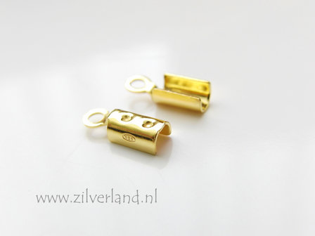 2 Stuks Sterling Zilveren Veterklem, Leerklem- Verguld