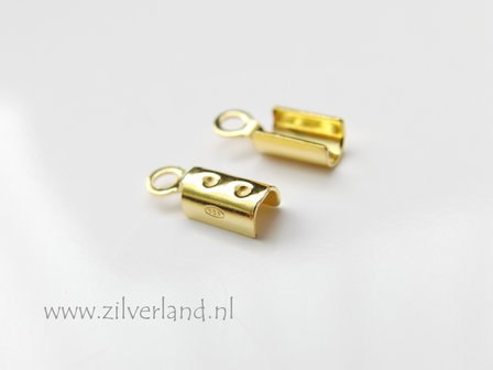 2 Stuks Sterling Zilveren Veterklem, Leerklem- Verguld