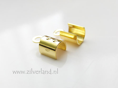 2 Stuks Sterling Zilveren Veterklem, Leerklem- Verguld