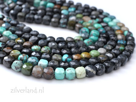 4&ndash;4,5mm Facet Turkoois Kubus Edelsteen Kralen