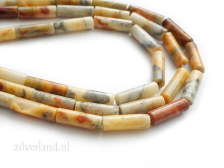 4mm x 13mm Crazy Lace Agaat Buis Kralen