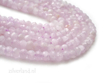 4mm &times; 3mm Kunziet Edelsteen Kralen&ndash; Facet Geslepen Rondellen