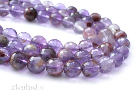 8mm Super Seven Amethist Edelsteen Kralen- Facet Geslepen