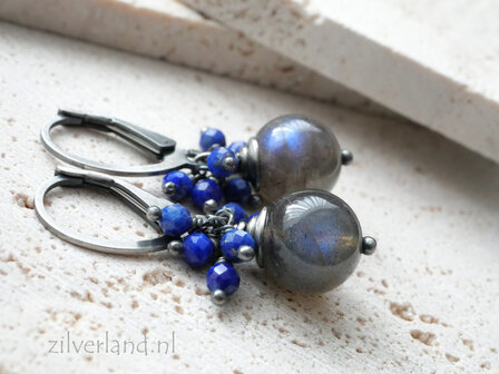 Handgemaakte oorbellen Labradoriet