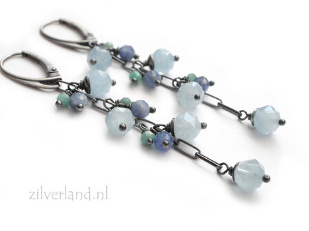 Handgemaakte oorbellen Aquamarijn