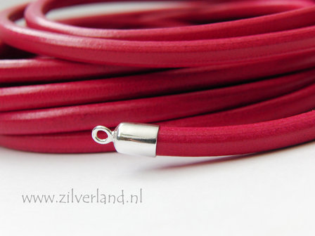 20cm Rond 6mm Leerkoord- Fuchsia