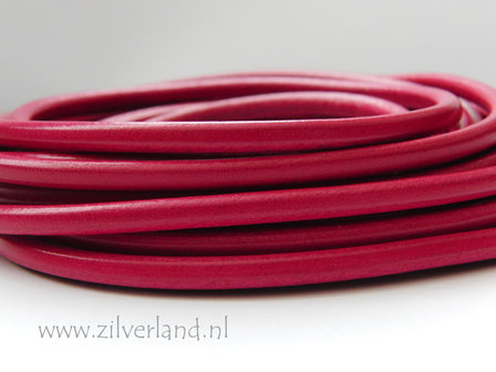 20cm Rond 6mm Leerkoord- Fuchsia