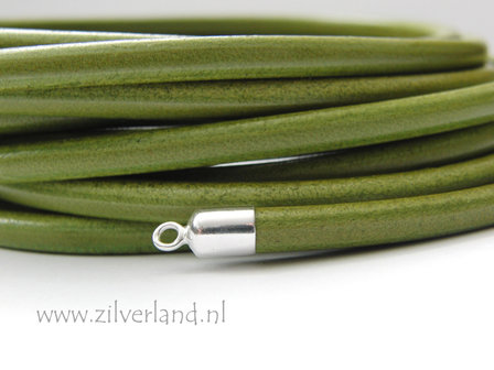 20cm Rond 6mm Leerkoord- Licht Groen