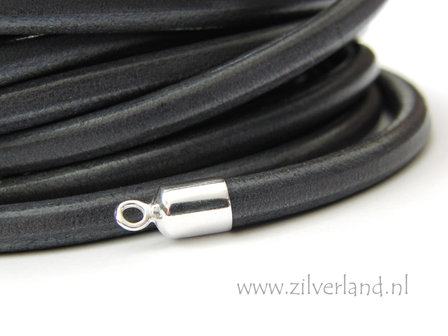 20cm Rond 6mm Leerkoord- Grijs