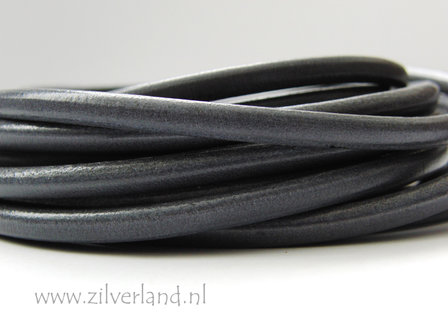 20cm Rond 6mm Leerkoord- Grijs