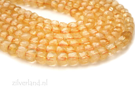 4,5mm Citrien Edelstenen Kralen- Facet Kubus