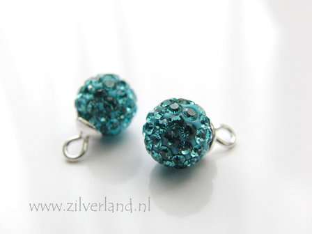 1 Stuk 8mm Sterling Zilveren Hanger Discobal- Aquamarine
