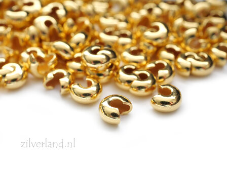 10 Stuks 4,50mm Sterling Zilveren Knijpkraalverberger- Verguld