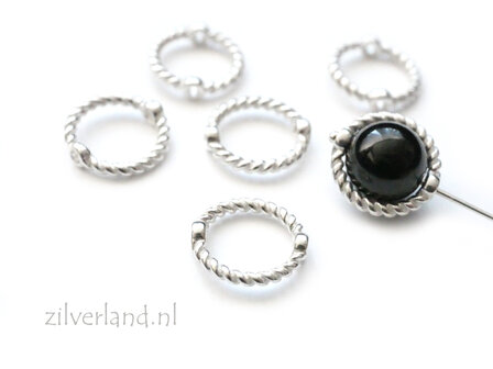 925 Zilveren Kraalhouder voor 8 mm Kralen &ndash; Gevlochten Rond
