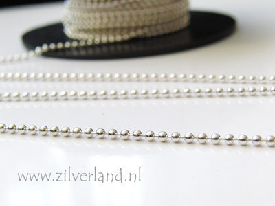 10 cm 2mm Sterling Zilveren Balletjesketting