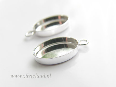 14x10mm Sterling Zilveren Hanger voor UV Hars/Resin of Cabochons- Ovaal
