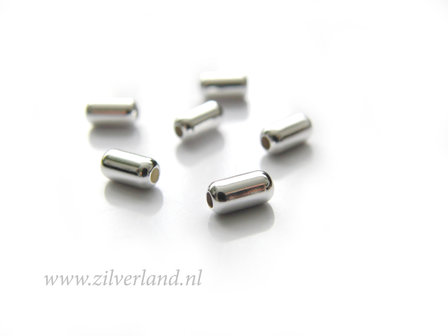 10 Stuks 6mm Sterling Zilveren Kralen- Cilindervorm