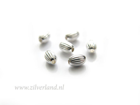 10 Stuks 4,5mm Sterling Zilveren Kralen- Ovaal Geribbeld