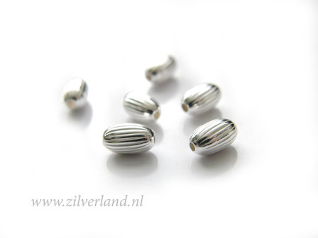 10 Stuks 6,8mm Sterling Zilveren Kralen- Ovaal Geribbeld