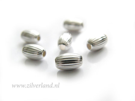 10 Stuks 8mm Sterling Zilveren Kralen- Ovaal Geribbeld