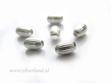10 Stuks 8mm Sterling Zilveren Kralen- Ovaal Geribbeld