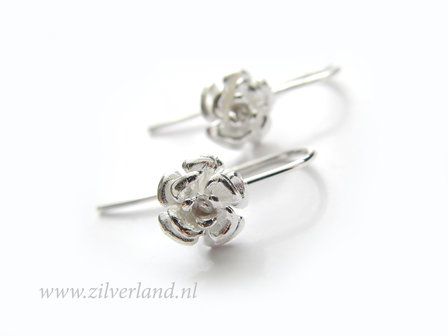 Sterling Zilveren Oorhaken- Bloem