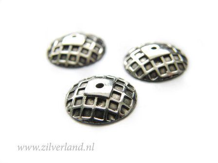 1 Stuk 11mm Sterling Zilveren Kralenkapje- Geoxideerd