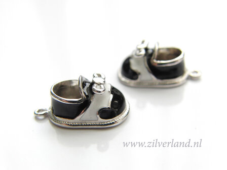 Sterling Zilveren Hanger- Schoentje Ge&euml;mailleerd