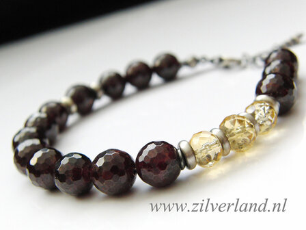 Zilveren Armband met Granaat en Citrien