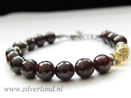 Zilveren Armband met Granaat en Citrien