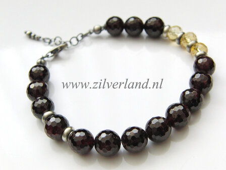 Zilveren Armband met Granaat en Citrien