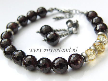 Zilveren Armband met Granaat en Citrien
