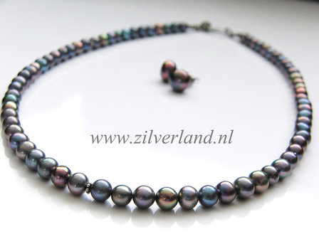 Gereserveerd, Set- Ketting, Armband en Oorstekers met Zoetwaterparels