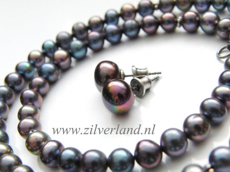 Gereserveerd, Set- Ketting, Armband en Oorstekers met Zoetwaterparels