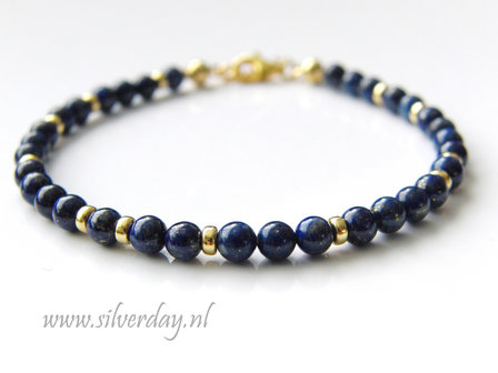 Sterling Zilveren Armband met Lapis Lazuli- Verguld