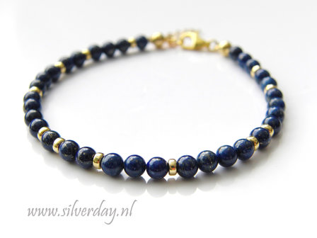 Sterling Zilveren Armband met Lapis Lazuli- Verguld
