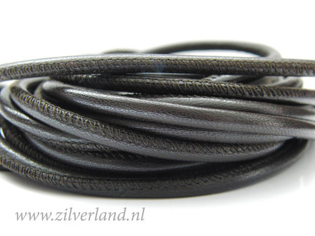 20cm Gestikt 4mm Nappa Leerkoord- Donkerbruin