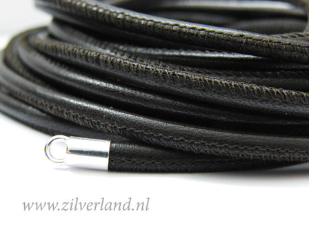 20cm Gestikt 4mm Nappa Leerkoord- Donkerbruin