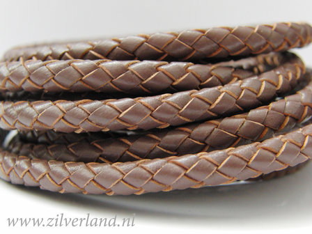 20cm Gevlochten 6mm Leerkoord- Taupe