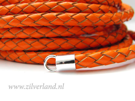 20cm Gevlochten 6mm Leerkoord- Oranje