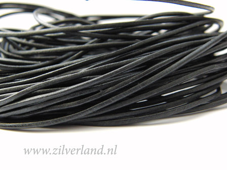 1 Meter Rond 1,5mm Leerkoord- Zwart