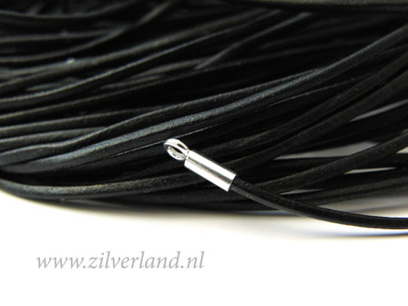 1 Meter Rond 1,5mm Leerkoord- Zwart
