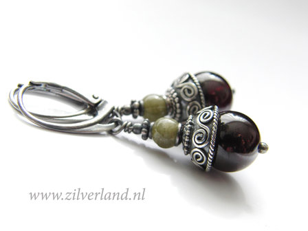 Edelstenen Oorbellen met Granaat en Toermalijn