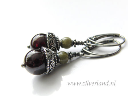 Edelstenen Oorbellen met Granaat en Toermalijn