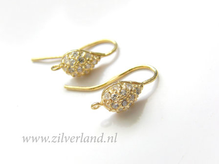 Sterling Zilveren Oorhaken met Kristallen- Verguld